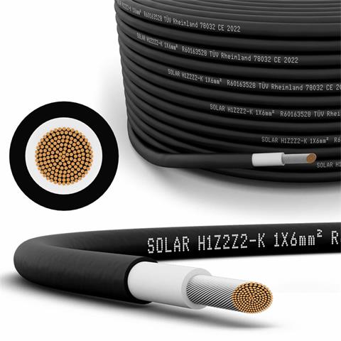 A-Solar H1Z2Z2-K, Fotovoltický kábel pre solárne panely, 6 mm2, čierny