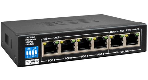 BCS-B-SP0402, PoE switch 6x LAN (4x PoE) 802.3af/at 60W
