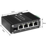 BCS-ISP04G-1SFP, Priemyselný PoE switch 4x GLAN 1x SFP, 120W, DIN