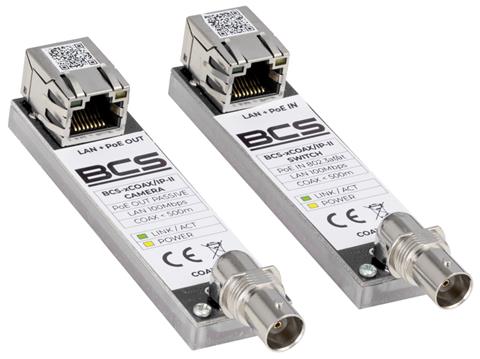 BCS-XCOAX/IP-II, Media konvertor, koaxial, 1x LAN, PoE af/at, 500m