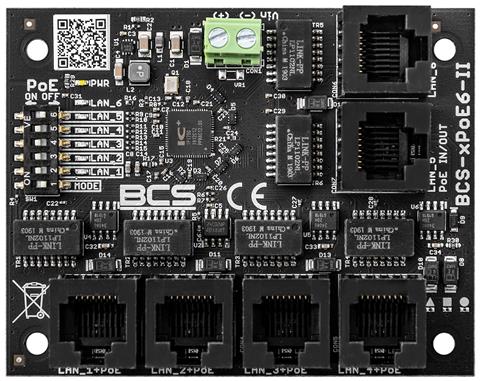 BCS-XPOE6-II, PoE switch 6x LAN (1xPoE-in/out + 5xPoE OUT)