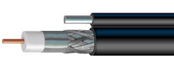 CommScope F1177TSVM - black, samonosný, PVC plášť, Triple Shield vysoká odolnosť voči rušeniu, 2x tienenie Al fólia + 1x 77% oplet