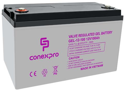 Conexpro Gélová batéria 12V 100Ah, M8, životnosť 10-12 rokov, Deep cycle