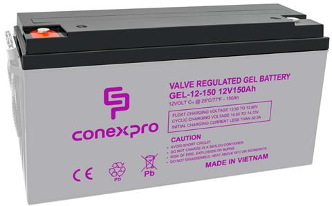 Conexpro Gélová batéria 12V 150Ah, M8, životnosť 10-12 rokov, Deep cycle