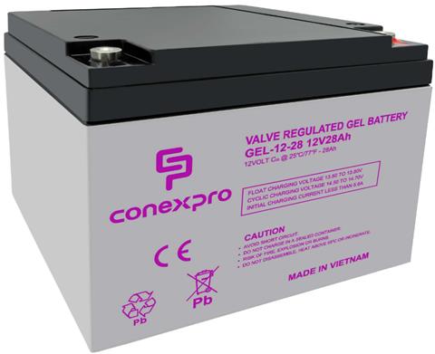 Conexpro Gélová batéria 12V 28Ah, M5, životnosť 10-12 rokov, Deep cycle