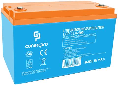 Conexpro LiFePO4 batéria 12,8V 100Ah, M8, IP65