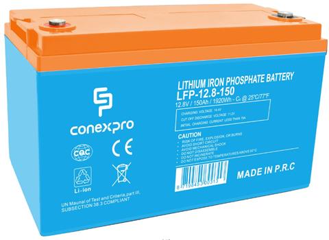 Conexpro LiFePO4 batéria 12,8V 150Ah, M8, IP65