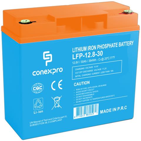 Conexpro LiFePO4 batéria 12,8V 30Ah, M5, IP65