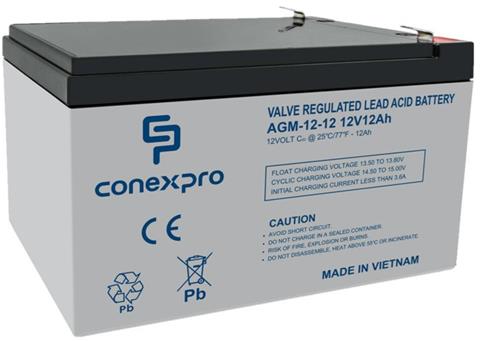 Conexpro Olovená batéria 12V 12Ah, AGM, Faston 6,3, životnosť 5 rokov