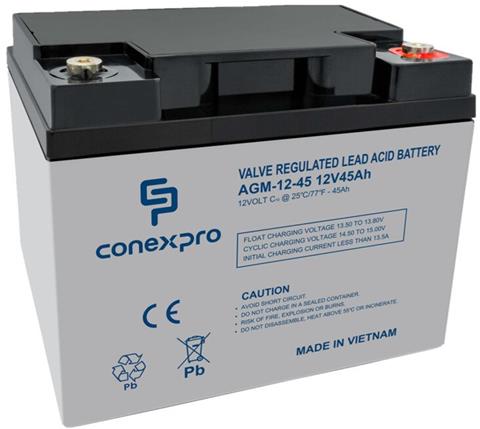 Conexpro Olovená batéria 12V 45Ah, AGM, M6, životnosť 10 rokov