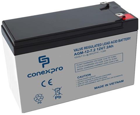 Conexpro Olovená batéria 12V 7,2Ah, AGM, Faston 6,3, životnosť 5 rokov