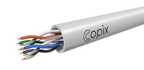 COPIX, UTP-LSZH kábel, CAT5E, AWG24, 0.51mm, drôt, biely, 305m/box