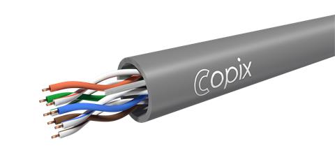 COPIX, UTP-PVC kábel, CAT5E, AWG24, 0.51mm, drôt, šedý, 305m/box