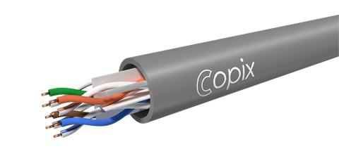 COPIX, UTP-PVC kábel, CAT6, AWG23, 0.57mm, drôt, šedý, 305m/box
