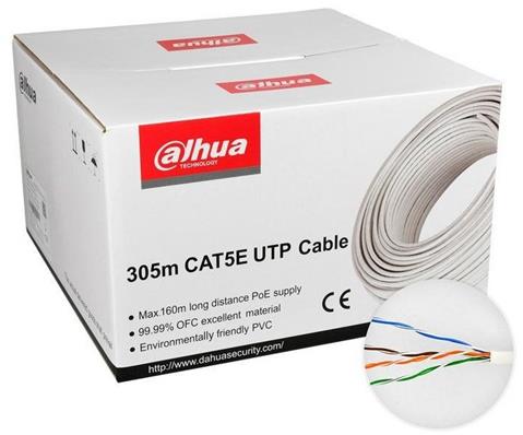 DAHUA PFM920I-5EUN, kábel, UTP-PVC, CAT5E, PoE 160m, 0.45mm, OFC, drôt, 305m/box