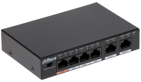 DAHUA PFS3006-4ET-60, PoE switch 4x LAN (PoE 250m), 2x LAN, 60W