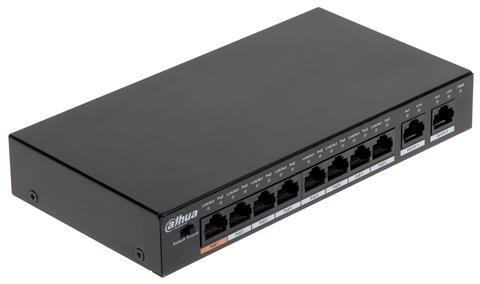 DAHUA PFS3010-8ET-96, PoE switch 8x LAN, 2x GLAN, 802.3af/at, 60W
