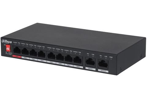DAHUA PFS3010-8ET-96-V2, PoE switch 8x LAN, 2x GLAN, 60W