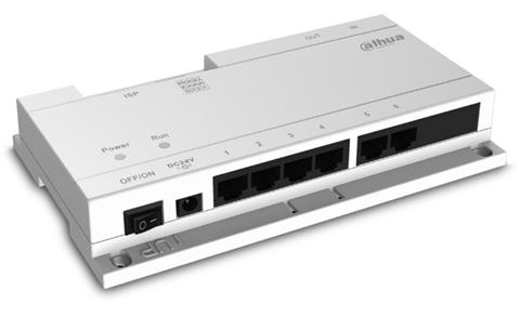 DAHUA VTNS1060A, PoE switch pre videovrátnik, 6x LAN, 24V, DIN