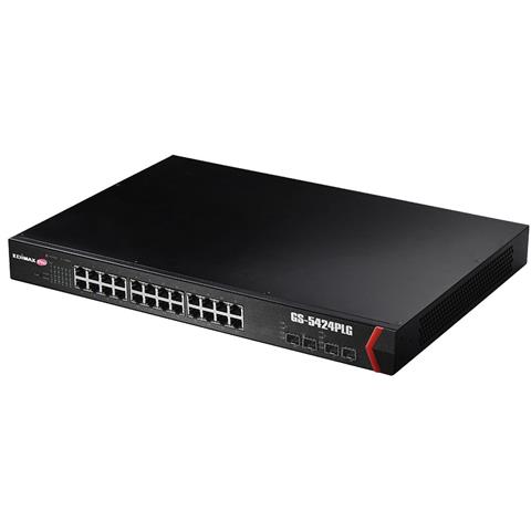 Edimax GS-5424PLG, 24-Port Gigabit PoE+ With 4 SFP Solt Web Smart Switch, IEEE 802.3at, 400W