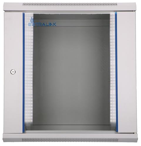 EXTRALINK, Rozvádzač 12U, 600x450mm, sklenené dvere, šedý, v demonte