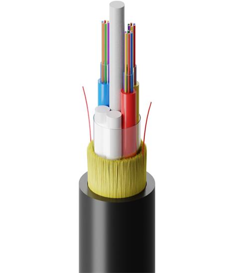 FIBRAIN AERO ASP02, Optický kábel, hybridný, 12-vlákno, 9/125, G.657A1, 1T12F, 2x1.5mm2 Cu, tube 2.2mm, 2000N