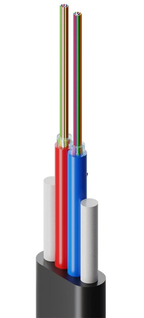 FIBRAIN DDF2, Optický FLAT kábel, 24-vlákno, 2T12F, 3,8x9,1mm, G.657A1, 1500N