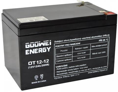 Goowei Olovená batéria 12V 12Ah, Faston 6,3mm