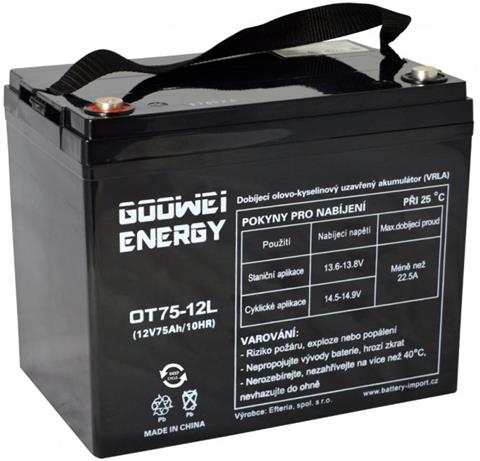 Goowei OTL75-12, Batéria 12V, 75Ah, AGM, M6