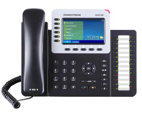 Grandstream GXP2160, VoIP telefón, 4,3", 6x SIP účet, HD audio, 6 program.tlačítka, 2x GLAN, PoE