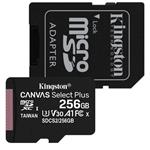 Kingston 256GB Kingston CANVAS SELECT PLUS/micro SDXC/100MBps/UHS-I U3 / Class 10/+ Adaptér