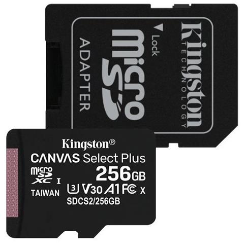 Kingston 256GB microSDXC Canvas Select Plus 100R A1 C10 Card + adaptér