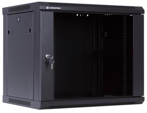 Linkbasic Rozvádzač 9U, 600x450mm, závesný, sklenené dvere, čierny, v demonte 1/1