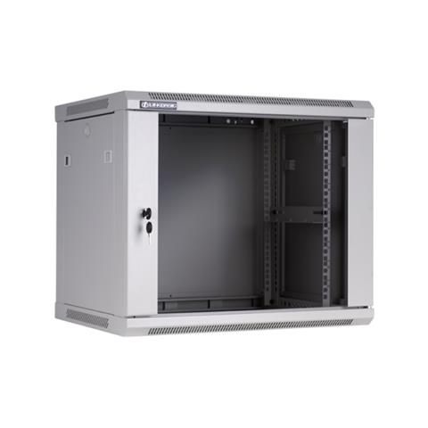 Linkbasic Rozvádzač 9U, 600x450mm, závesný, sklenené dvere, šedý, v demonte 1/1