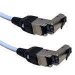 Masterlan patch kábel CAT6A, S/STP, LSOH, 0,25m, otočný RJ45 180° šedý