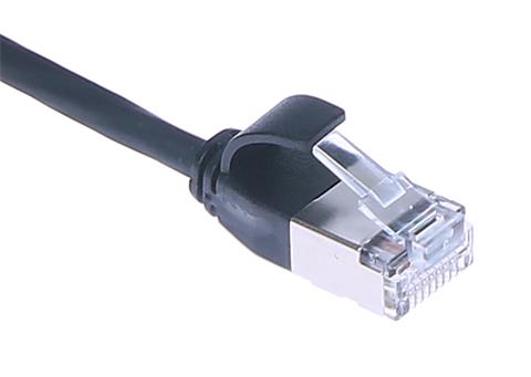Masterlan Patch kábel, CAT6A, U/FTP, extra slim, 0.25m čierny