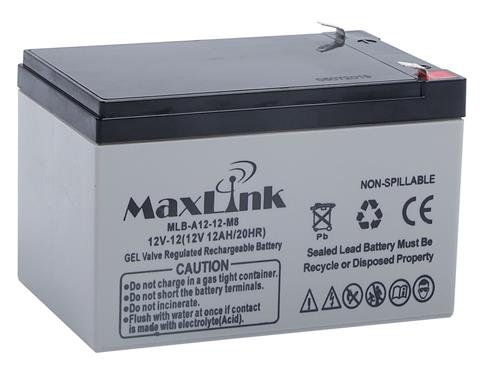 MaxLink Olovená batéria 12V 12Ah, GEL, Faston 6,3mm