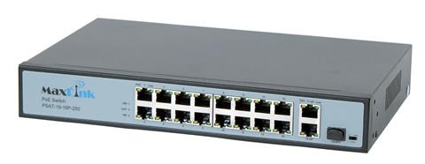 MaxLink PSBT-19-16P-250, PoE switch 18x LAN (16x PoE 250m), 1x SFP, 802.3af/at, 150W
