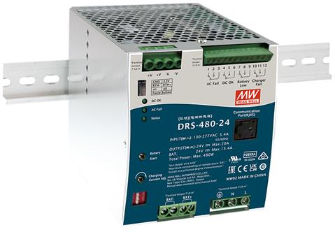 MeanWell DRS-480-48, Programovateľný zálohovaný zdroj 48V, 10A, 480W, DIN