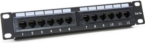 NETRACK Patch panel 12-port, CAT5e, UTP, 10", čierny, 1U