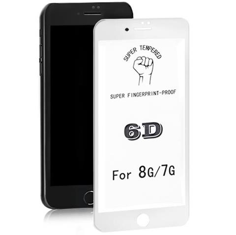 Qoltec Ochranné sklo pre iPhone 8, 6D, biele