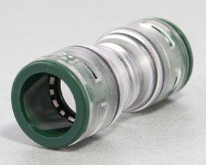 Spojka 10/8mm, priama na mikrotrubičku, transparentná, zelená