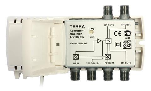 TERRA AS038R65, bytový zosilňovač,20 dB, 5-65 MHz,