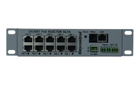 TinyControl 5G7A-M, PoE injektor gigabit, integrovaný LAN ovládač, 5x GLAN, max. 7A