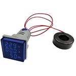 TinyControl Voltmeter, Ampermeter, Hertzmeter, LED, 20–500V/100A, modrý