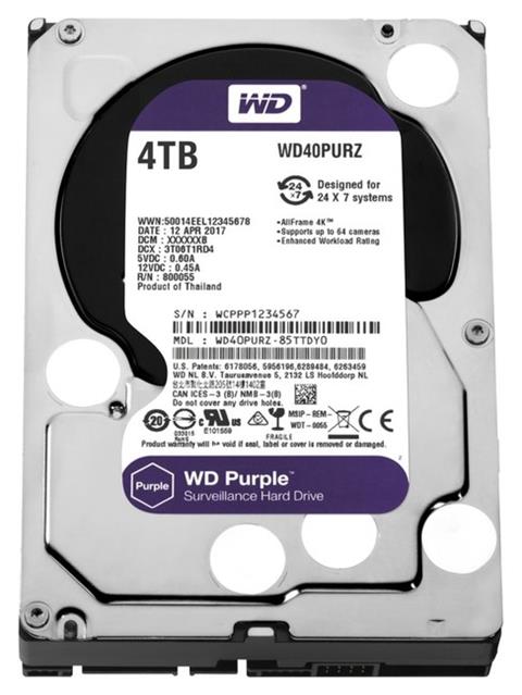 WD, HDD 4TB Purple 3,5", SATAIII, 5400 RPM, 256MB